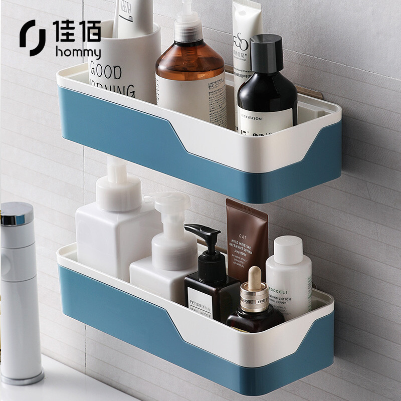 Jiabai non perforated bathroom rack wall hanging toilet suction cup rack bathroom corner rack kitchen storage rack bathroom supplies