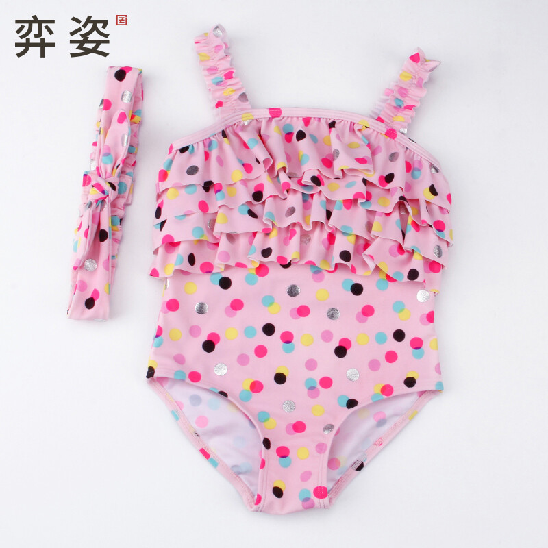 Swimsuit, children's swimsuit, girl's baby, baby's conjoined swimsuit, daughter's cute lotus leaf side swimsuit, female hair, EZI20G045 foundation, 92cm