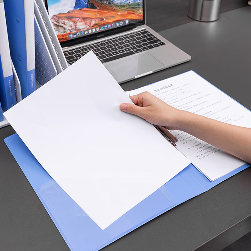 得力(deli)金属文件夹资料册办公资料夹A4商务签约夹板办公文件夹 办公用品单支装办公用品5301ES