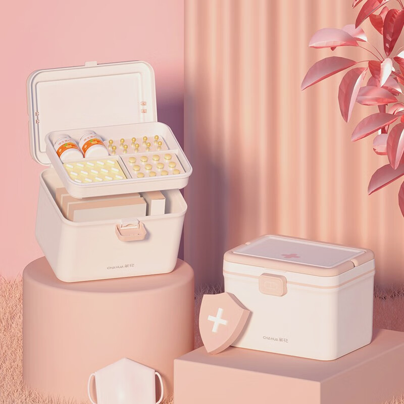 茶花（CHAHUA） 欧铂兹*便携式药盒暖心抗菌便携式迷你药盒 【手提药箱1个装】22*18.2*15.9cm