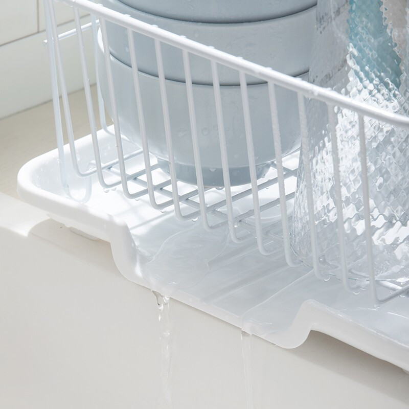 茶花金属沥水架碗筷收纳沥水架厨房收纳架碗盘碗架餐具碗碟碗架置物架 白色