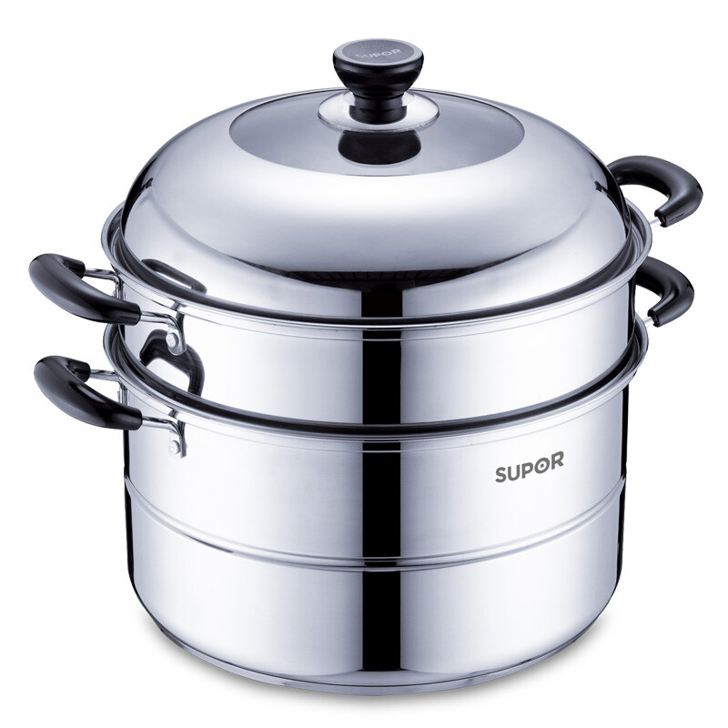 SUPOR good helper 304 stainless steel double bottom 32cm steamer gas induction cooker general soup pot high arch cover steamer sz32b5