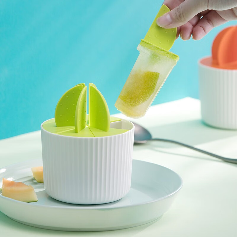 茶花（CHAHUA） 茶花雪糕模具PP家用自制冰棍冻棒冰冰糕儿童做冰淇淋小冰棒冰格 【1个装橘色】植享冰棒模