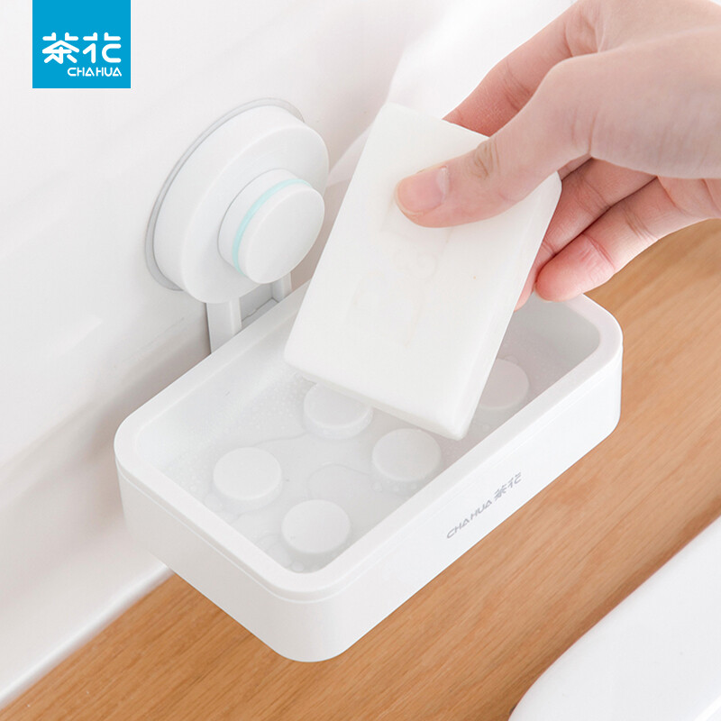 Camellia soap box soap box wall suction nail free hole free traceless soap rack movable 255005