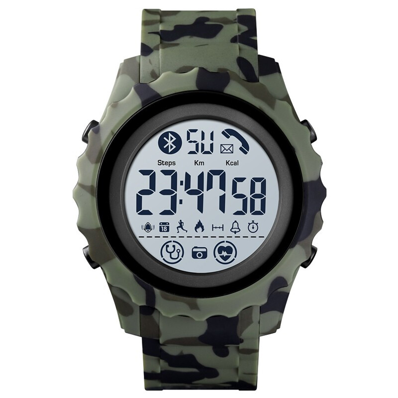 Moment beauty skmei smart watch men's multifunctional fashion sports meter social reminder sleep heart rate monitoring student Bluetooth electronic watch 1626 green camouflage