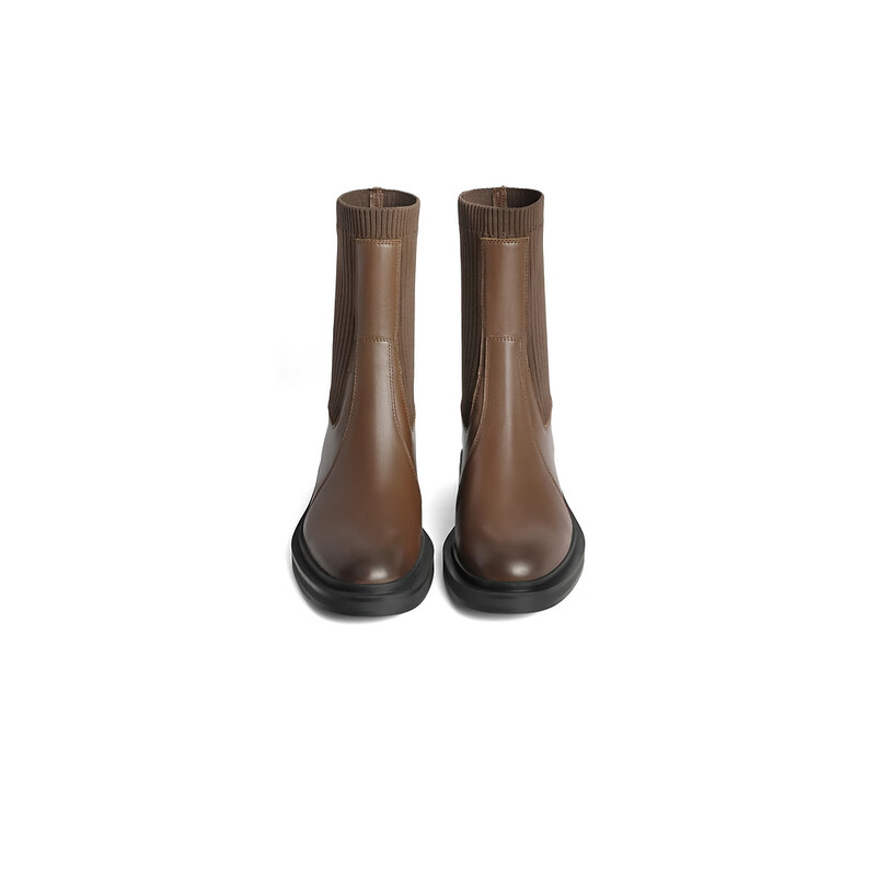 百丽高级简约袜靴女2023冬季新商场同款显瘦短靴A3F1DDZ3预售 棕色 34