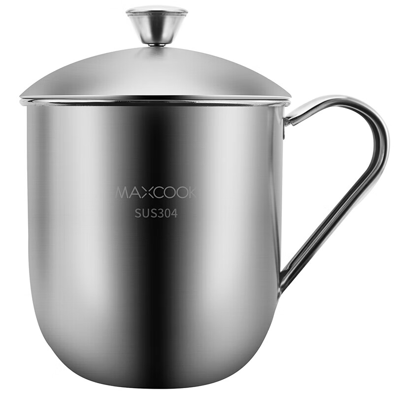 Maxcook 304 stainless steel water cup tea cup mouth cup children's student adult kindergarten office business water cup mug 650ml with cover and handle anti falling mcb281