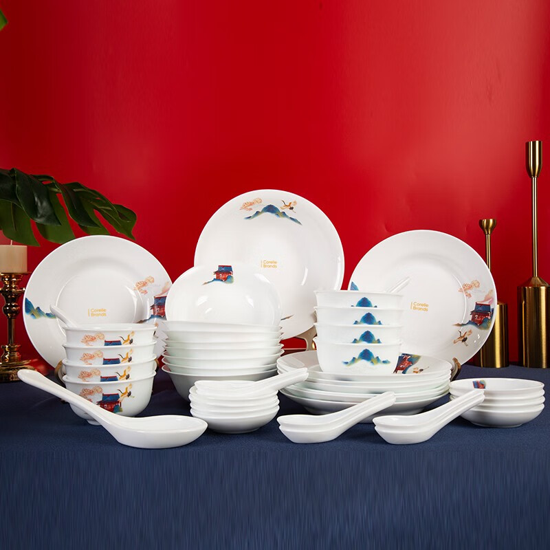 康宁餐具 冰萃玲珑 盛世鸣和餐具 冰萃玲珑盛世鸣和餐具42件套 42头