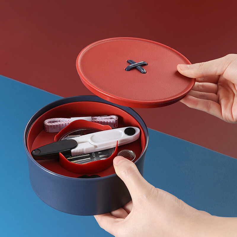 Bangeni household sewing box set manual storage sewing box tourist supplies multipurpose portable sewing sewing tool box storage bag 24 pieces set red and blue