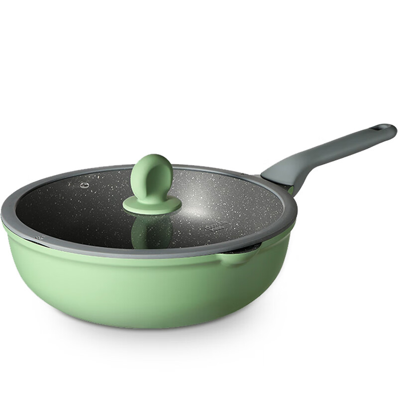 Cooking Dahuang non stick pot 32cm wok Maifan stone color household wok pan pan pan with electromagnetic stove gas stove open fire general bamboo bluestone series cg32zq