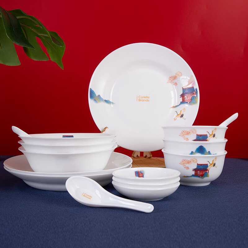 康宁餐具 冰萃玲珑 盛世鸣和餐具 冰萃玲珑盛世鸣和餐具15件套 15头