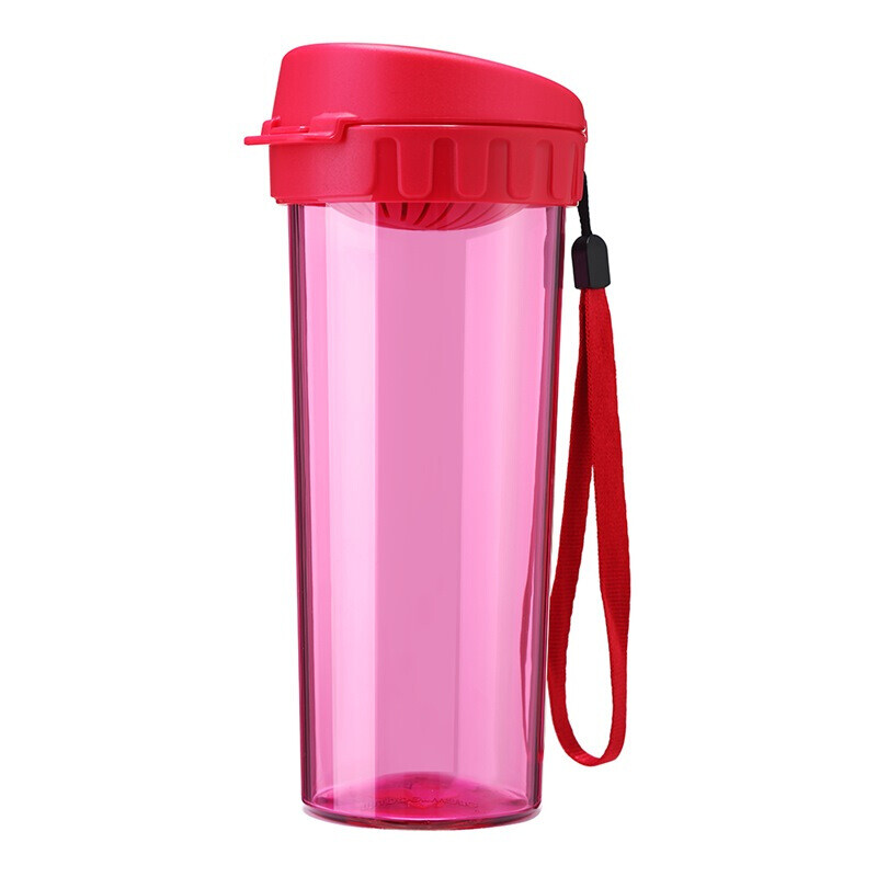 Tupperware tea rhyme plastic cup heart movement sealed water leakage proof cup with rope tea lip red 500ml