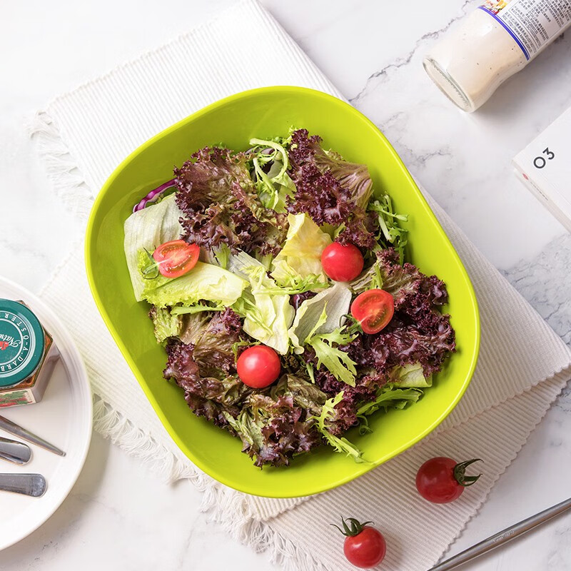 茶花（CHAHUA） 茶花水果盘果盆客厅沙拉水果盆塑料创意时尚沙拉碗 2787方形绿色1个