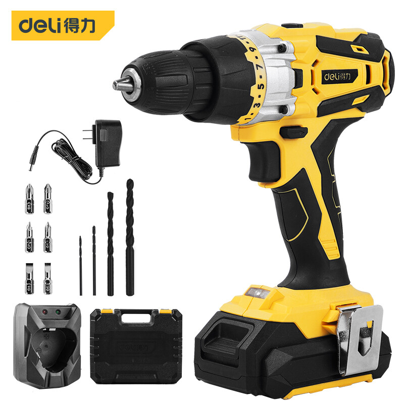 Deli 14.4V wireless double lithium electric drill 21 + 1st gear charging drill hand electric drill electric screwdriver charging screwdriver dl6263