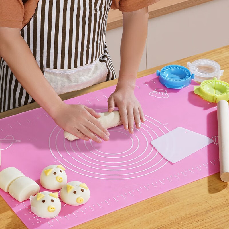 Meizhikou large household food grade silicone kneading pad thickened non stick chopping board baking tools and surface pad rolling plate pink thickened