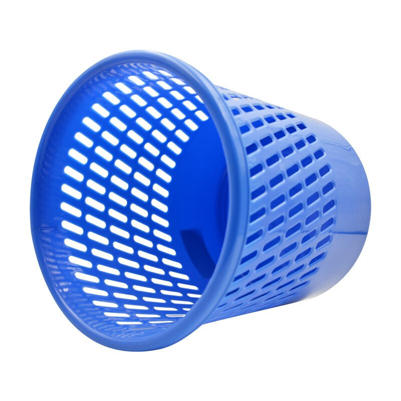 史泰博 金属网状垃圾桶 塑料垃圾桶 圆形方形纸篓垃圾桶家用办公 蓝色 塑料镂空圆形 25.5*25.5*26cm