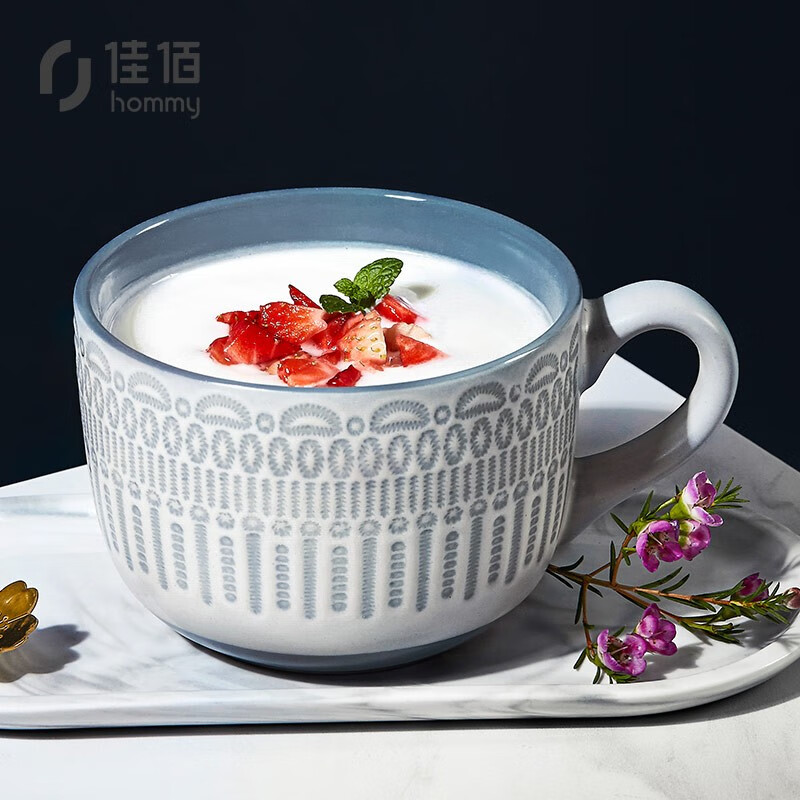 Jiabai European coffee cup large capacity Mug Yilan breakfast cup cereal cup oatmeal cup bowl drinking cup men's ceramic water cup women's office tea cup milk cup household water cup 540ml