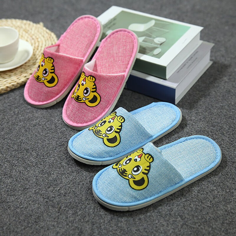 Companion line disposable slippers children's home Hospitality Hotel Travel Portable thickened anti-skid slippers bl9290 blue powder 4 pairs
