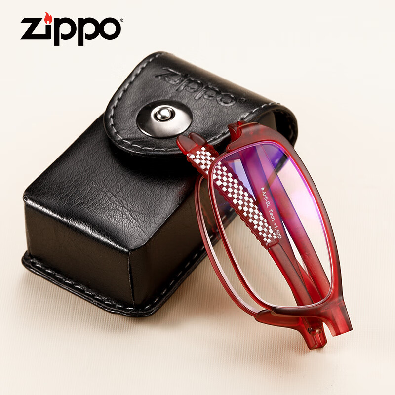ZIPPO anti blue light folding portable presbyopia goggles goggles HD coated comfort glasses 8155 Fugui red 400 degrees