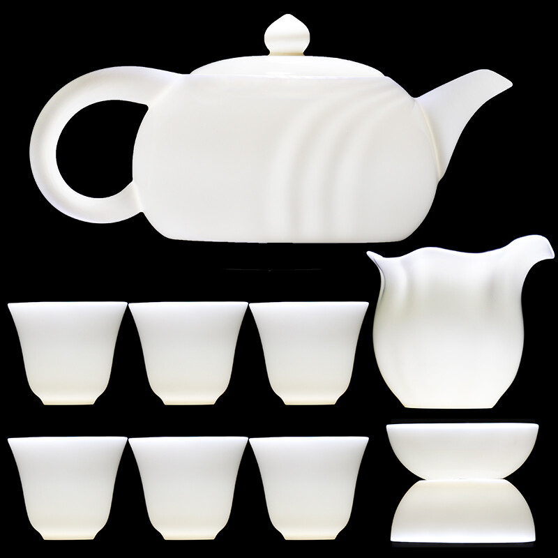 Yuanqing China white porcelain tea set (multipotent) jade porcelain Nanshan Pot Set Handmade lanolin jade such as Zhiyu Kung Fu tea set 10