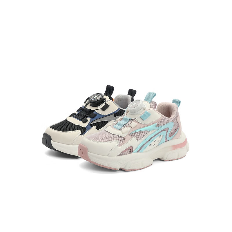 百丽透气网面老爹鞋童鞋2023秋季新商场同款休闲拼色运动鞋C3102C83 黑色 36