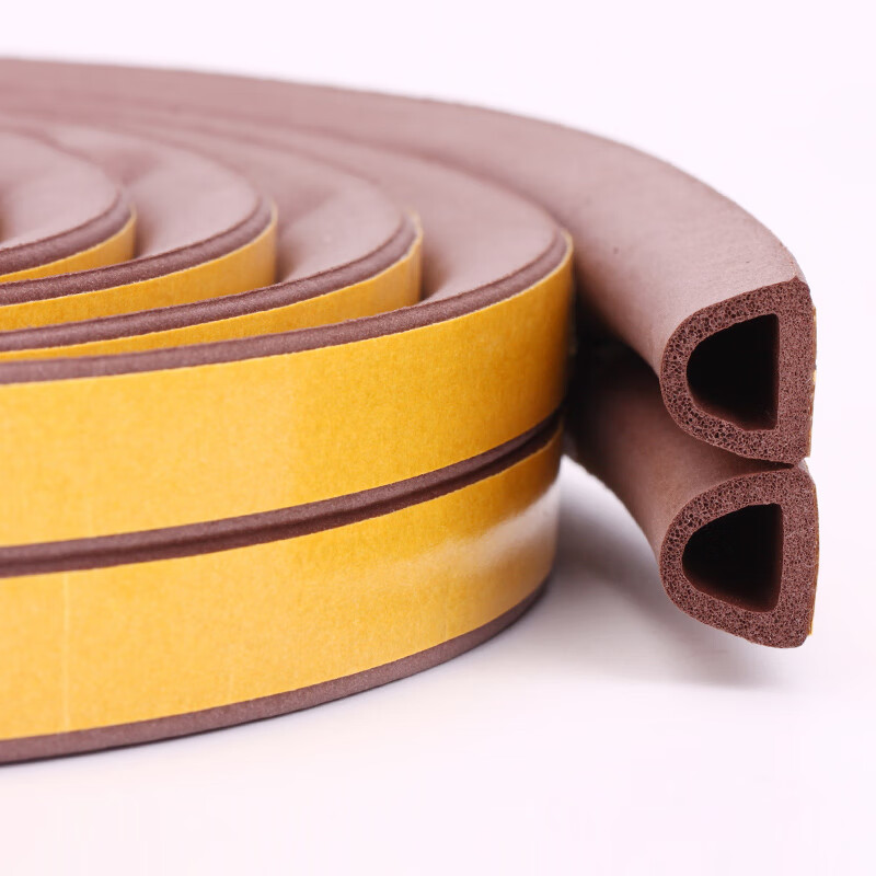 Ink bucket fish door and window sealing strip back glue D type 9 * 6 Brown 5m 7478 anti-theft door plastic steel window sealing strip wood door sealing strip gap sound insulation door pasted door gap leak proof and wind proof