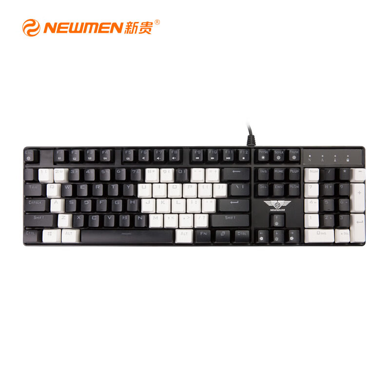 NEWMEN mechanical keyboard gm330 wired game chicken eating keyboard ABS wear-resistant key cap single color light 104 key full key non punching black green shaft gives a set of white key cap