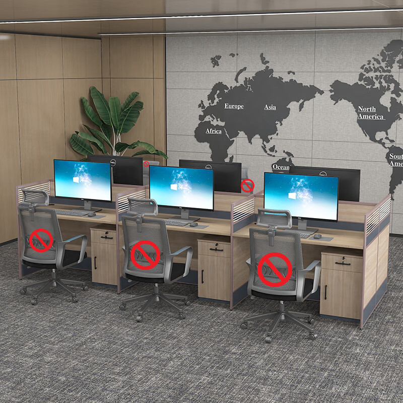 臻远GWD-012职员办公桌屏风桌组合员工位电脑桌职员工位 王字型六人位