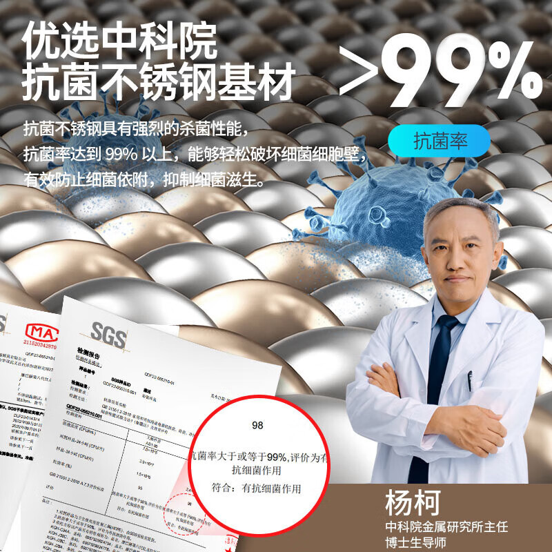 康巴赫第六代炒锅不粘锅抗菌不锈钢炒菜锅双蜂窝锅红点32cm电磁炉燃气灶