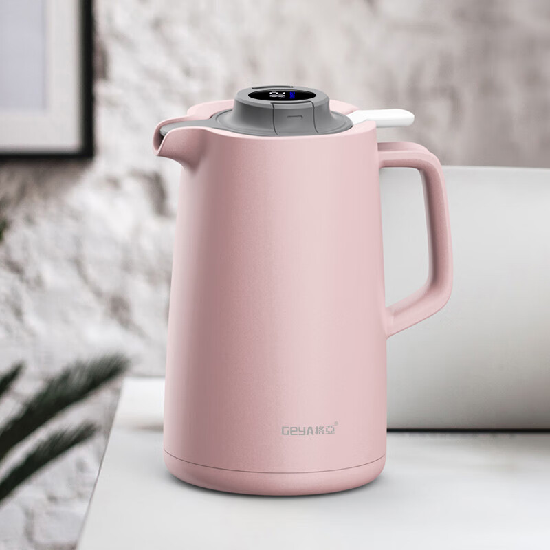 [intelligent temperature display upgrade] German Geya intelligent thermos household thermos large capacity hot water bottle glass inner thermos 1.5L Pink