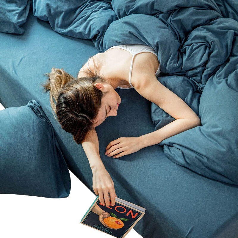 三极户外（Tri-polar）TP2982 居家床上用品天竺棉日式单色床单被罩枕套三件套 1.2米床 床单款 海蓝色