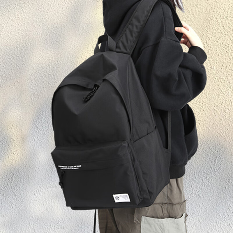 Qingqizhe schoolbag men's Korean version Harajuku junior high school students' backpack women's insfeng college students' College style large capacity lovers' Backpack Laptop Bag 0392 black