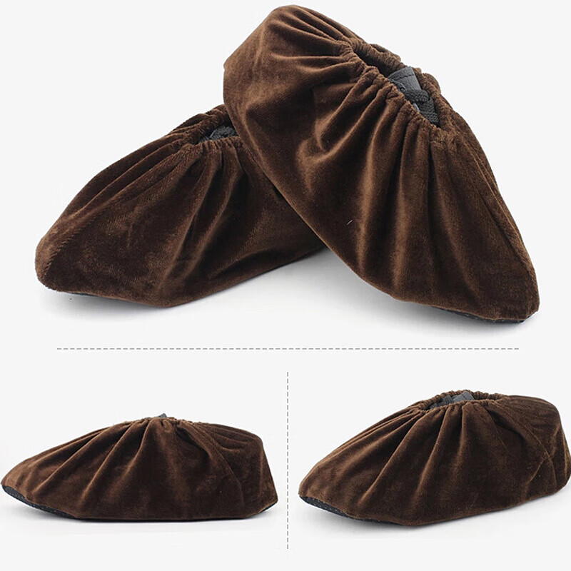 Companion plush cloth shoe cover can be washed repeatedly in the home room, thickened anti-skid and wear-resistant cloth art foot cover, adult student room shoe cover bl9274 coffee 3 pairs