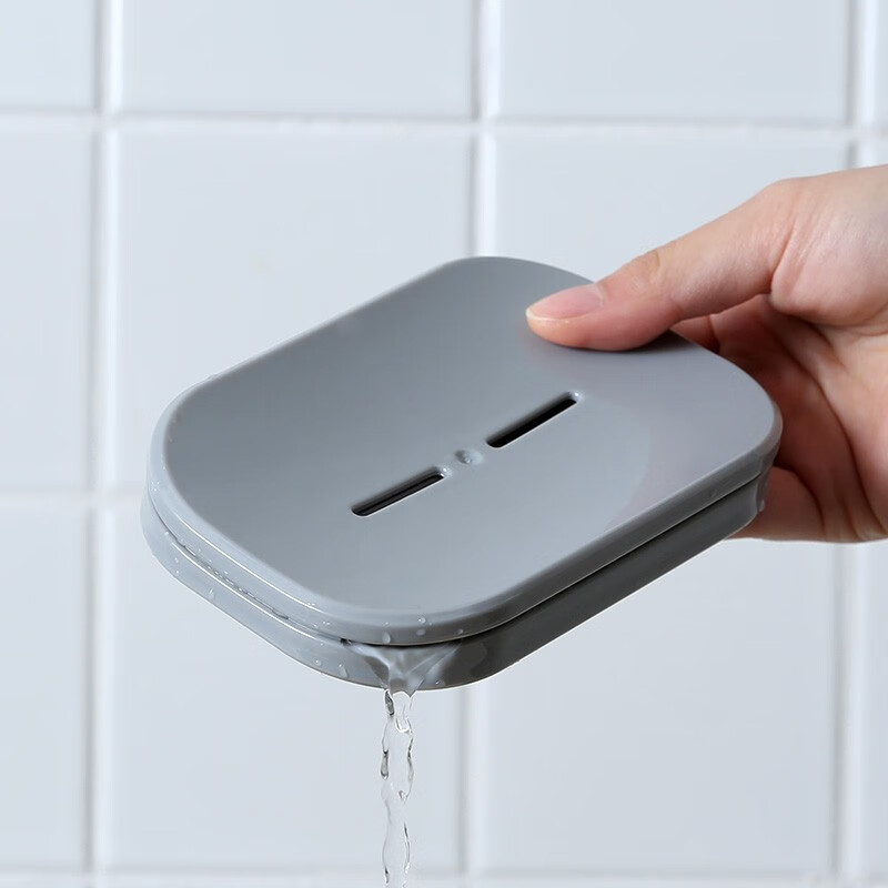 Foojo soap box soap box simple drain soap rack elegant gray single