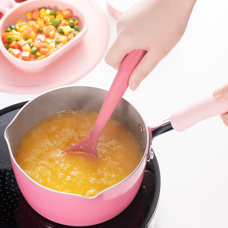 SUPOR baby auxiliary food silicone shovel children's tableware high temperature resistant non stick pot cooking shovel pot protection shovel auxiliary food spoon small greedy meow baby children's Silicone shovel * sprouting powder kt02ag11