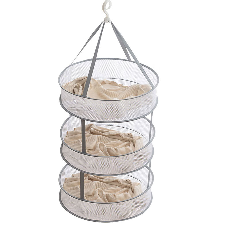 Bingyou clothes drying net clothes drying basket clothes drying artifact sweater cool socks special net bag flat woolen sweater clothes hanger 48cm3 layers