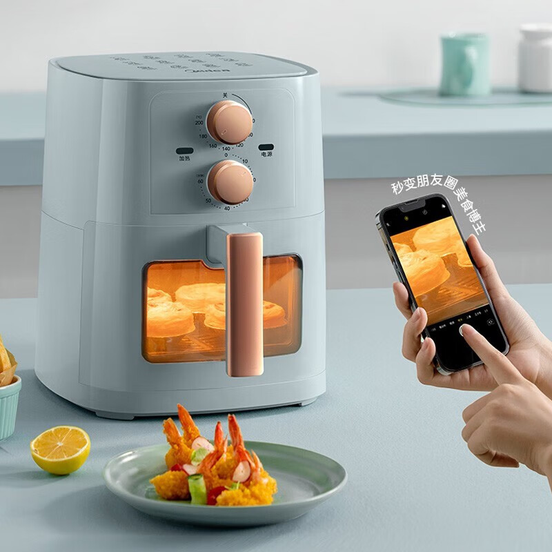 美的（Midea） 空气炸锅家用可视化温度时间双控新款智能多功能电气炸锅机大容量薯条机 MF-KZE5881（5.8升可视化窗口）