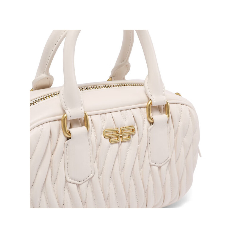 百丽包包女2023秋季新商场同款气质通勤褶皱波士顿包包X6748CX3 米色 F