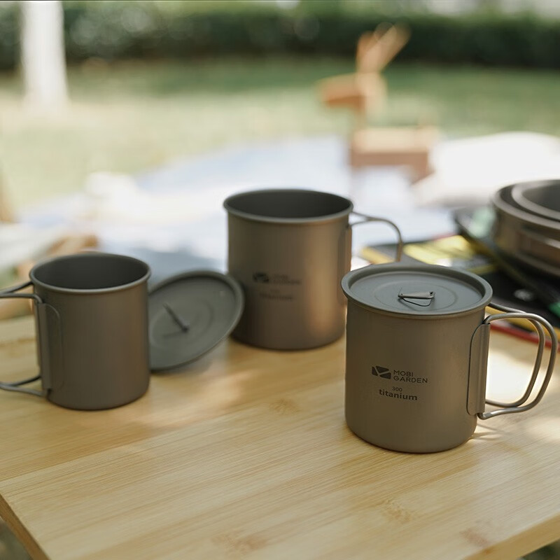 Mobigarden outdoor tableware camping picnic portable tableware camping boiling titanium cup folding water cup 300ml nx20666038 titanium