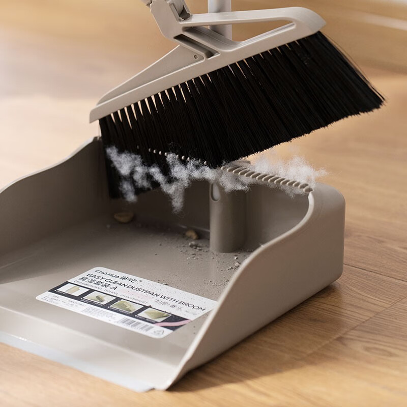 茶花（CHAHUA） 茶花扫把软毛扫帚簸箕套装组合畚斗簸箕笤帚扫地 深蓝色