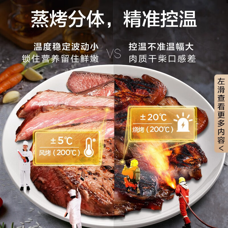 美的（Midea）集成灶 左烤右蒸 蒸烤分体 油烟机燃气灶 抽油烟机套装 大吸力大火力 ZY06 天然气