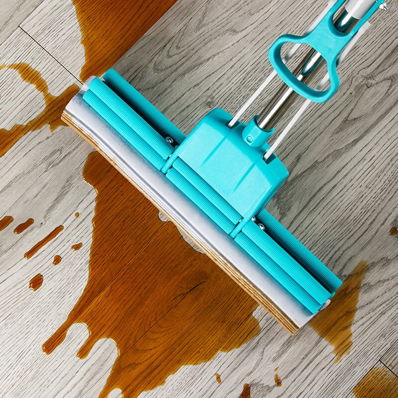 茶花海绵滚轮拖把免手洗2023新款家用拖地神器胶棉吸水地拖 【灰中号】洁境滚轮胶棉拖