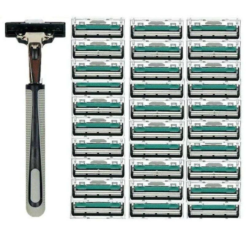 Bingyou stainless steel double-layer shaver shaving blade 1 holder 30 head