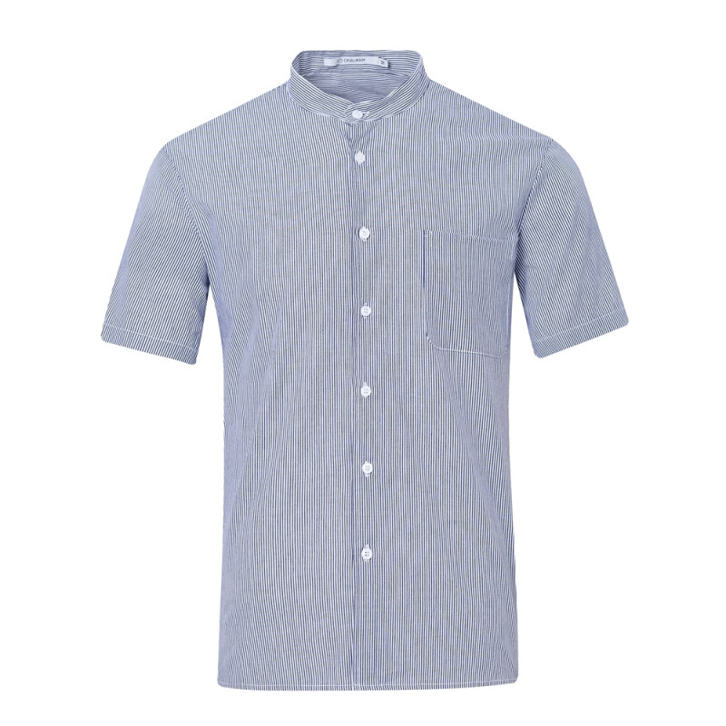 CA200090 Men's simple stand-up loose-fitting striped shirt