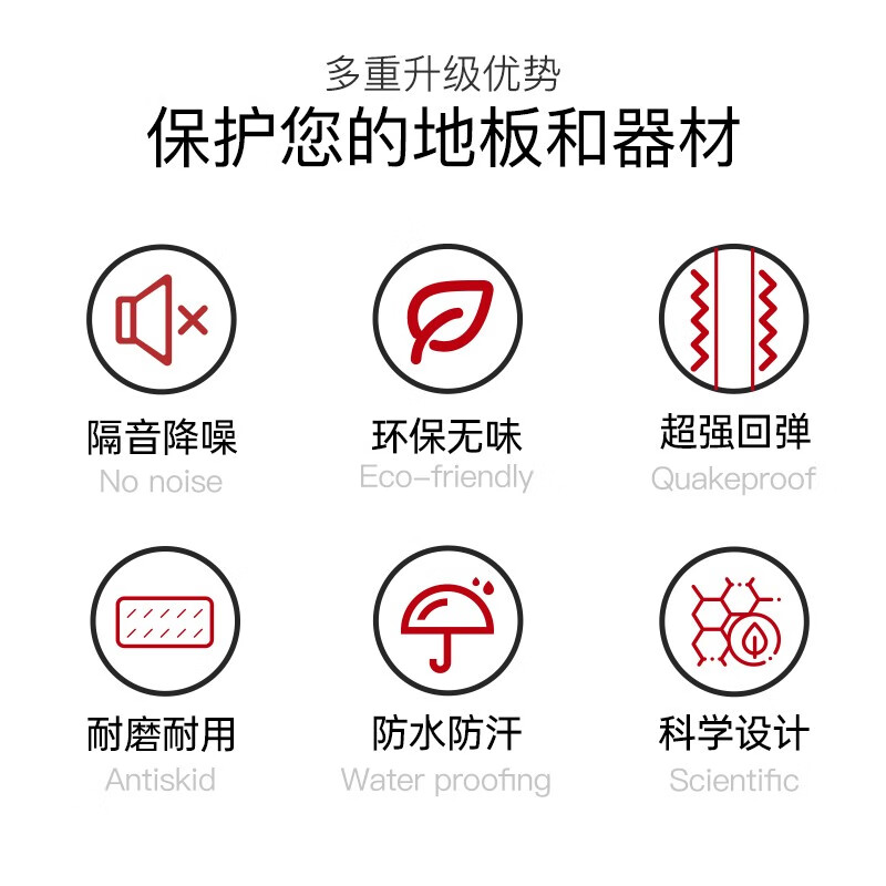 捷瑞特JOROTO美国品牌跑步机垫子隔音减震垫加厚防滑 大号 2米长