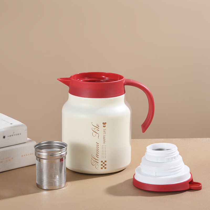 艾贝丽秋枫茶语套装 健康饮水【焖茶壶1000ML+陶瓷杯400ML】ABL-43QF 石榴红