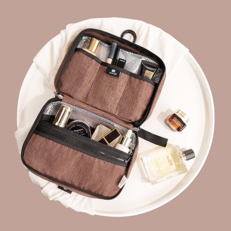 U.S. pack all Travel Toiletries dry wet separation men's business travel washing bags Travel Toiletries storage set large capacity women's portable cosmetic bag large brown