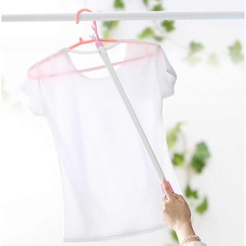 Camellia clothes drying rod clothes supporting rod telescopic rod clothes picking rod clothes fork clothes taking rod pink 0718*