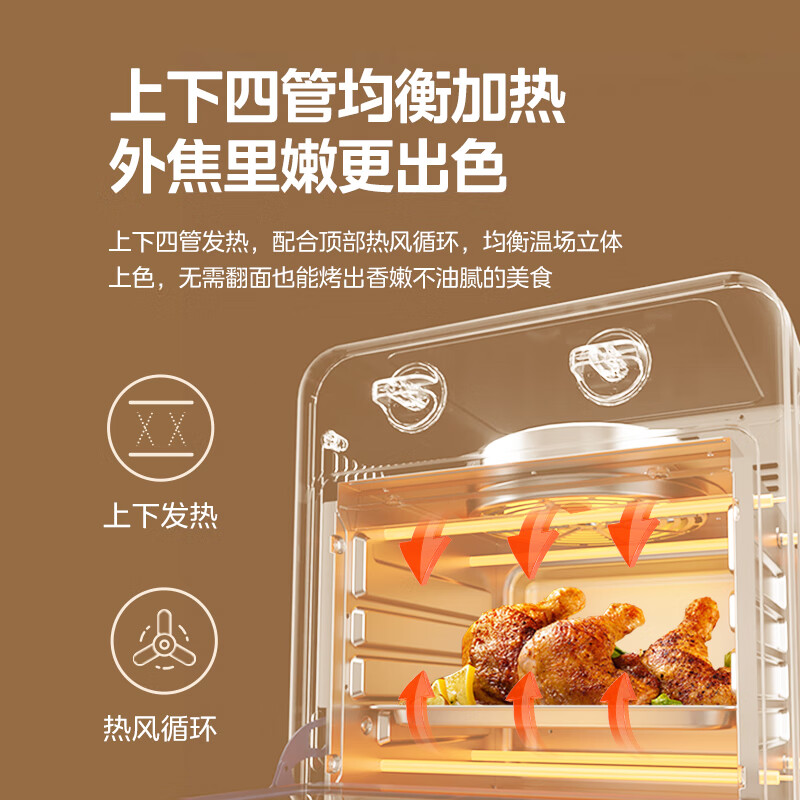 美的（Midea）9L家用多功能空气炸电烤箱 顶部菜单/可视窗口/热风循环 PT1010