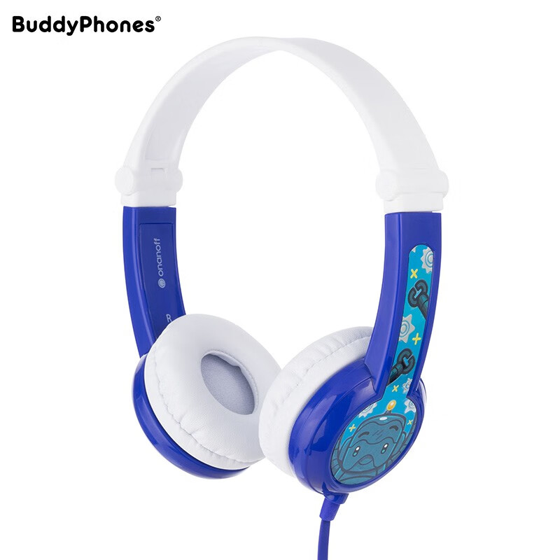 Buddyphones connect children's headset student low decibel learning headset wired foldable headset online class learning blue